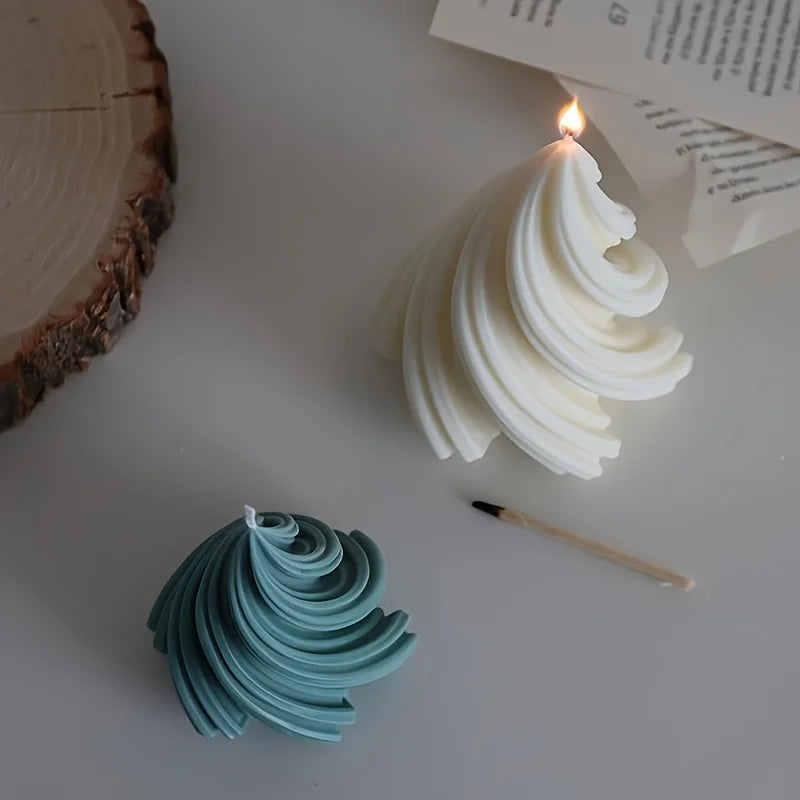 3D Geometric Christmas Tree Silicone Molds for Spiral Taper Candles, Resin, Soap & Clay — 4.7 x 3.3 x 3.3 in (11.9 x 8.4 x 8.4 cm)
