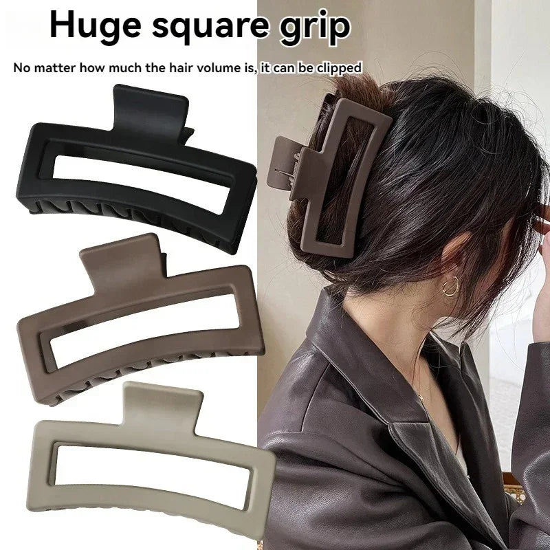 4-Pack Extra-Large Shark Jaw Hair Claw Clips - Non-Slip Hold for Thick Hair, Solid Color Hair Accessories