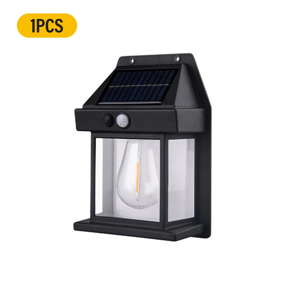 Solar LED Motion Sensor Wall Light - IP65 Waterproof Warm White Outdoor Security Light for Patio Deck Porch Garage