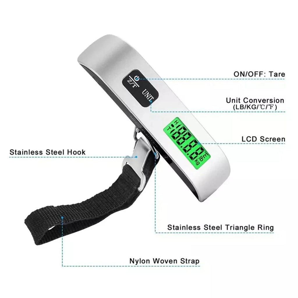 Digital Luggage Scale 110 lb / 50 kg Portable Handheld Hanging Baggage Scale with LCD