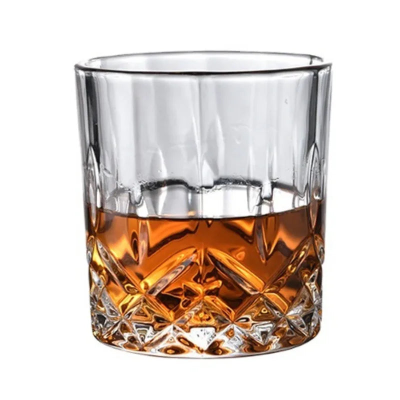 Embossed Crystal Whiskey Tumbler 230ml (7.8 fl oz) - Available in 1/2/4/6-Pack for Bar & Home