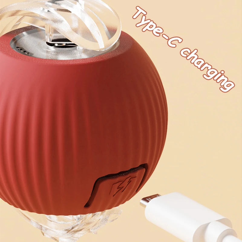 Interactive Automatic Rolling Ball Toy for Cats and Dogs, Rechargeable Smart Pet Toy with Faux Tail