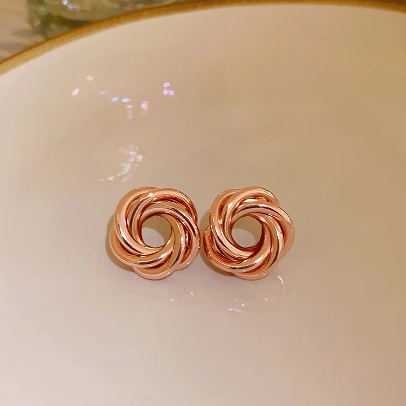 Geometric Multilayer Twisted Hoop Earrings Gold Layered Metal Hoops for Women