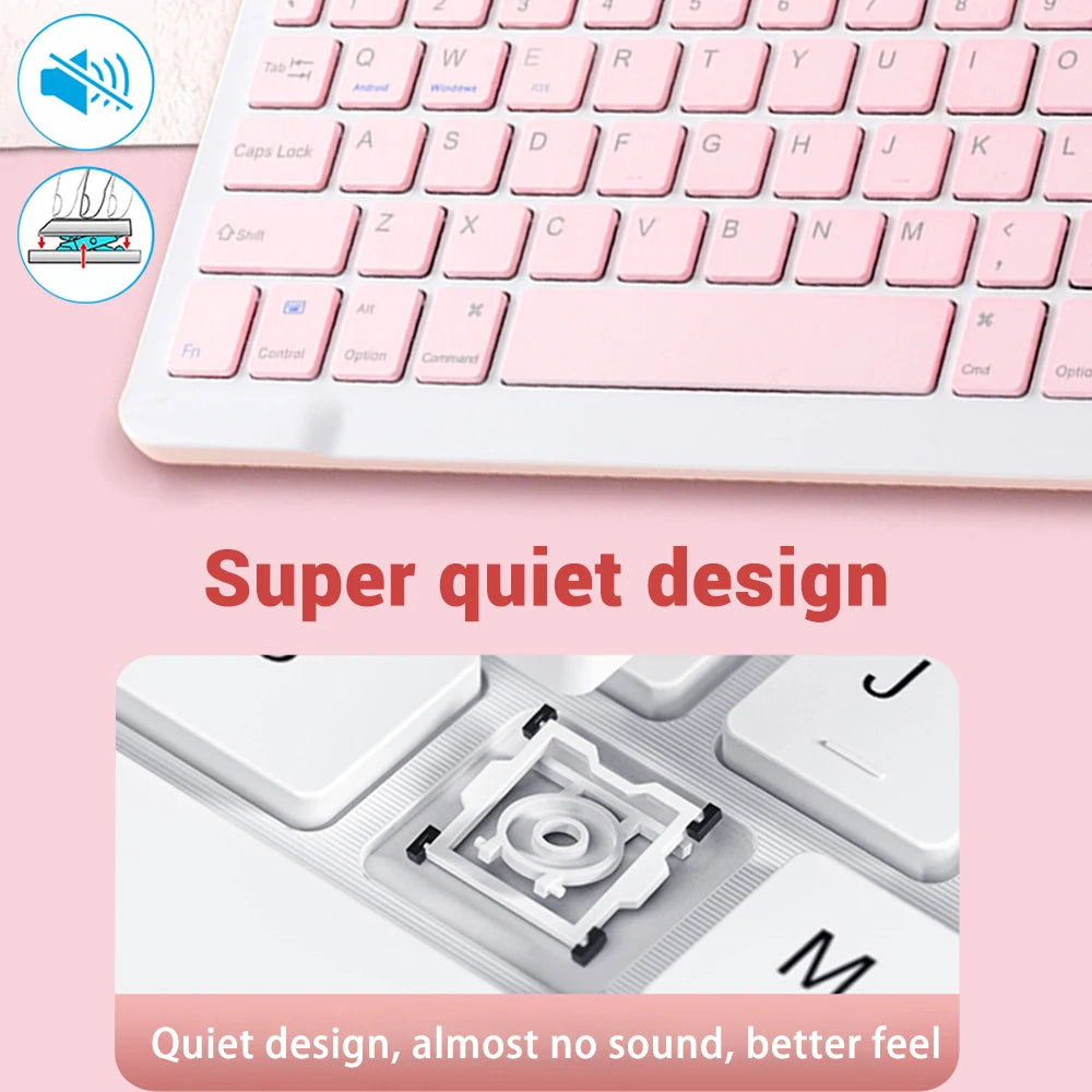 Mini Wireless Bluetooth Keyboard and Mouse — Portable Slim Rechargeable Keyboard for iPad, iPhone, Android Tablets, Samsung, Xiaomi, Mac & Windows