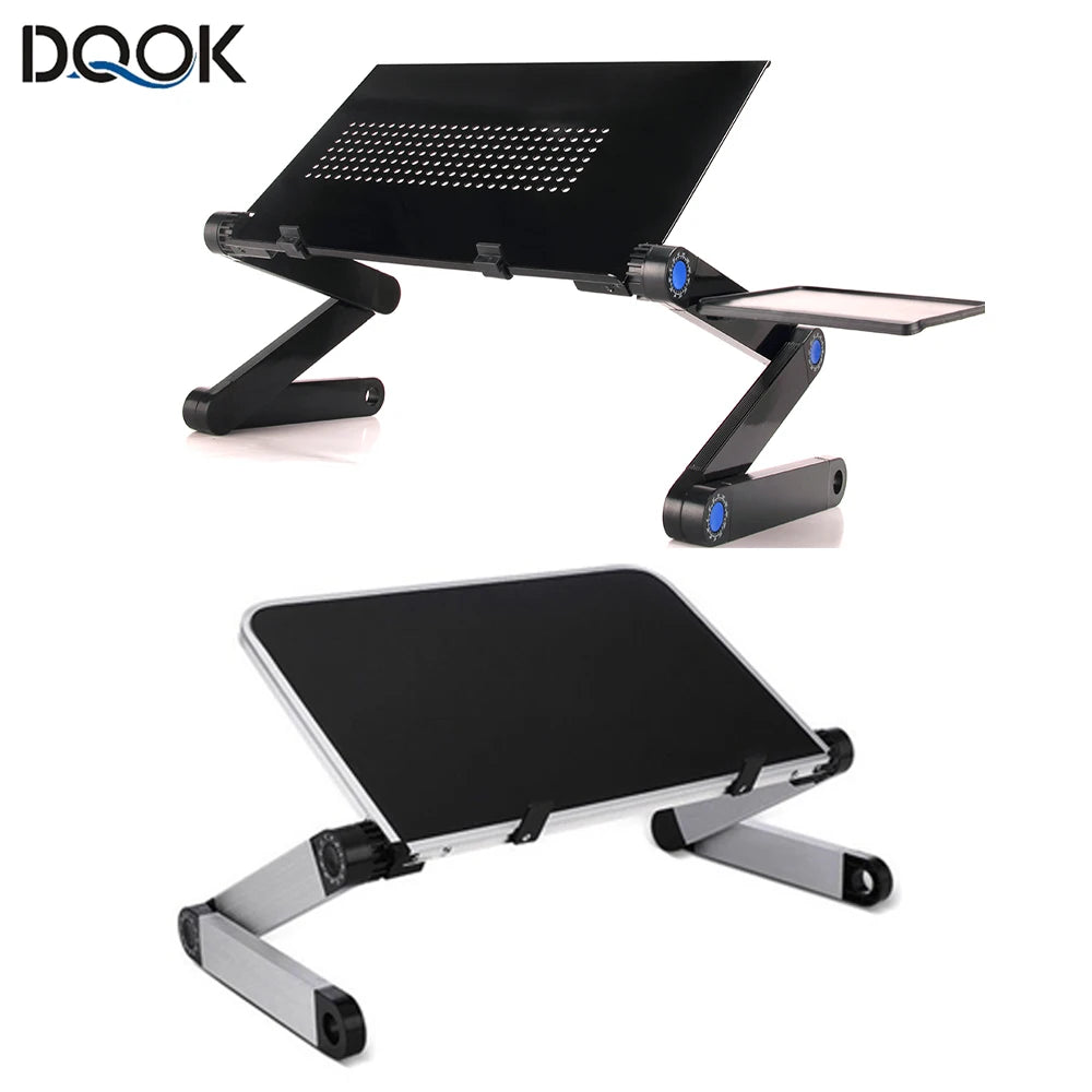 Adjustable Aluminum Laptop Desk Stand with Mouse Pad, Portable Ergonomic Lap Desk for Bed, Sofa and TV