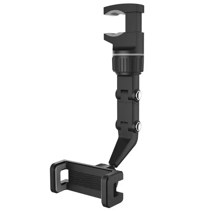 360° Rearview Mirror Car Phone Mount - Universal Clip Holder for Smartphones & GPS