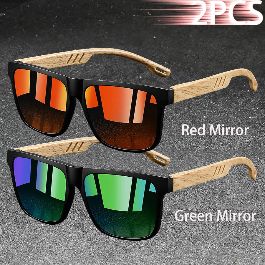 Vintage Square Frame Sunglasses for Men & Women - UV400 Mirror Lens Unisex Driving & Fishing Eyewear