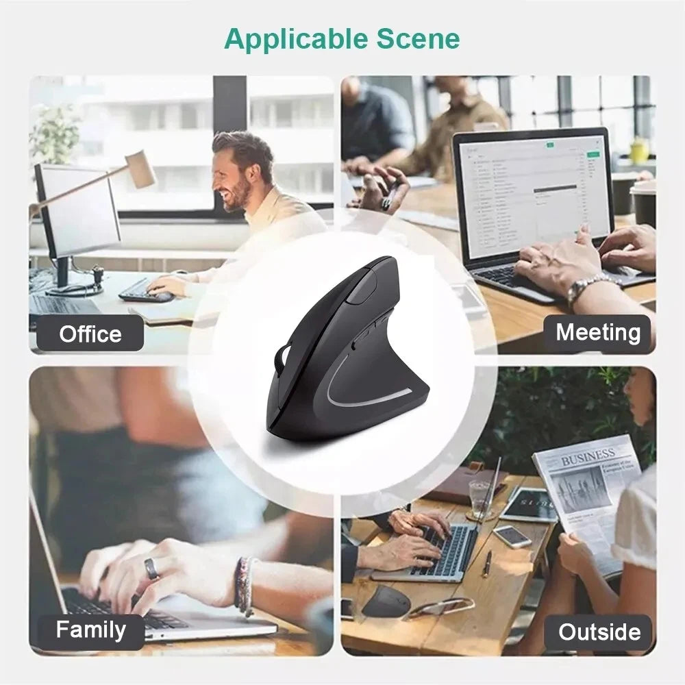 Vertical Ergonomic Wireless Mouse 2.4GHz Optical | 3 DPI 800/1200/1600, 6-Button USB Nano Receiver for Laptop & PC