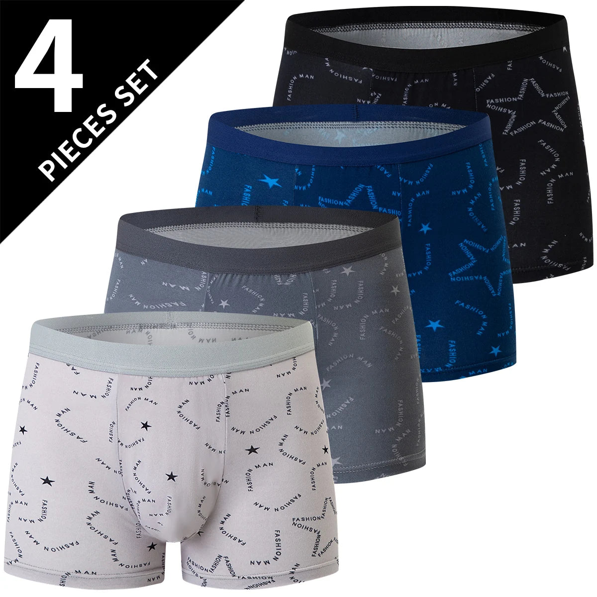 4/5-Pack Men's Printed Boyshort Swim Trunks – Comfortable Plus-Size Beach & Swim Shorts