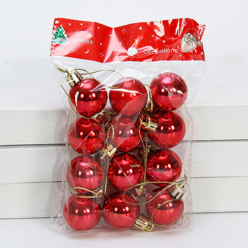 12-Pack 3 cm (1.18 in) Christmas Tree Ornaments - Glitter Baubles Hanging Decorations for Home & Party