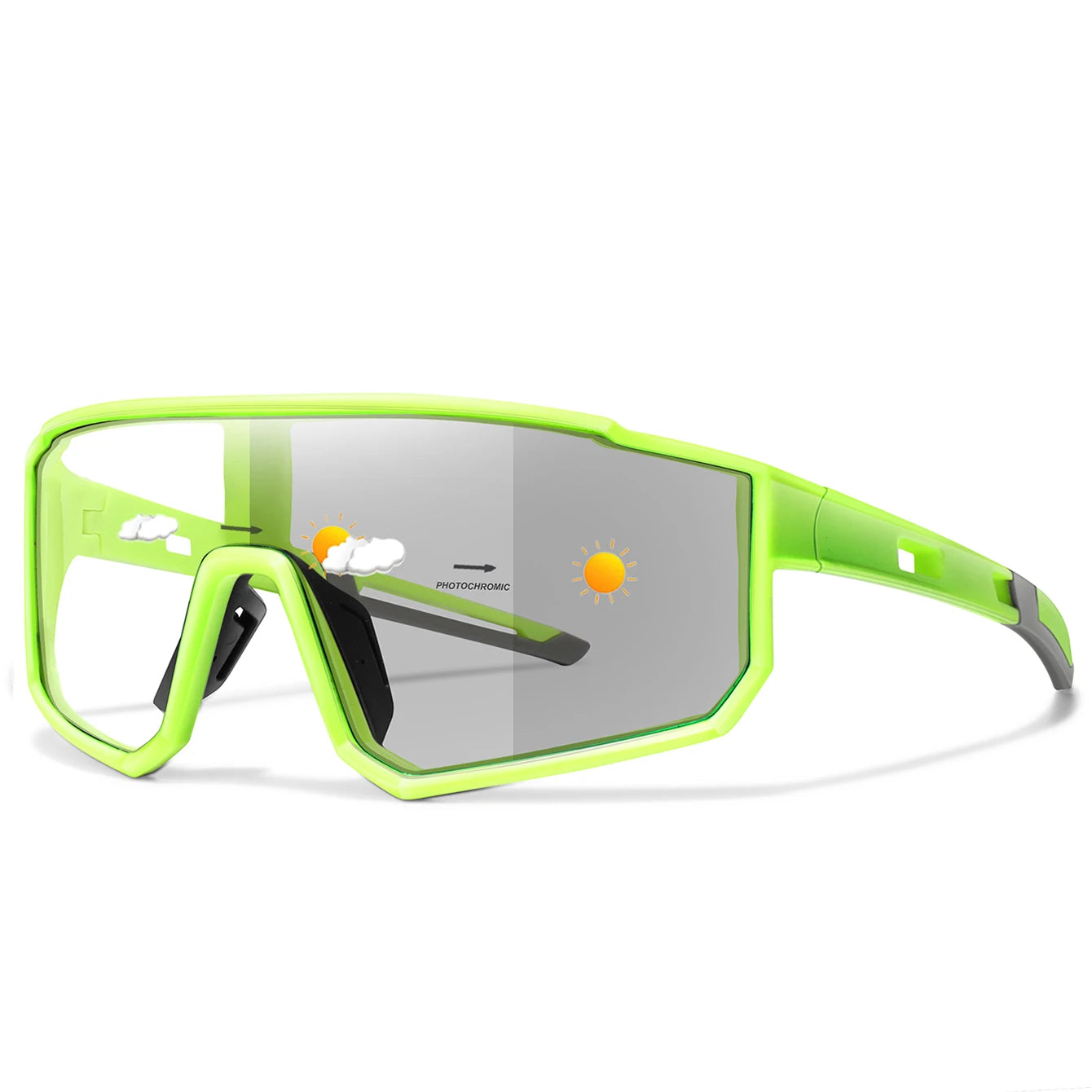 Unisex Photochromic Road Bike Sunglasses - Polycarbonate Lenses, 142 mm (5.6 in) W x 58 mm (2.3 in) H