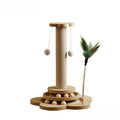 Solid Wood Cat Turntable Toy with Sisal Scratching Board and Rolling Ball - Interactive Cat Scratcher Column