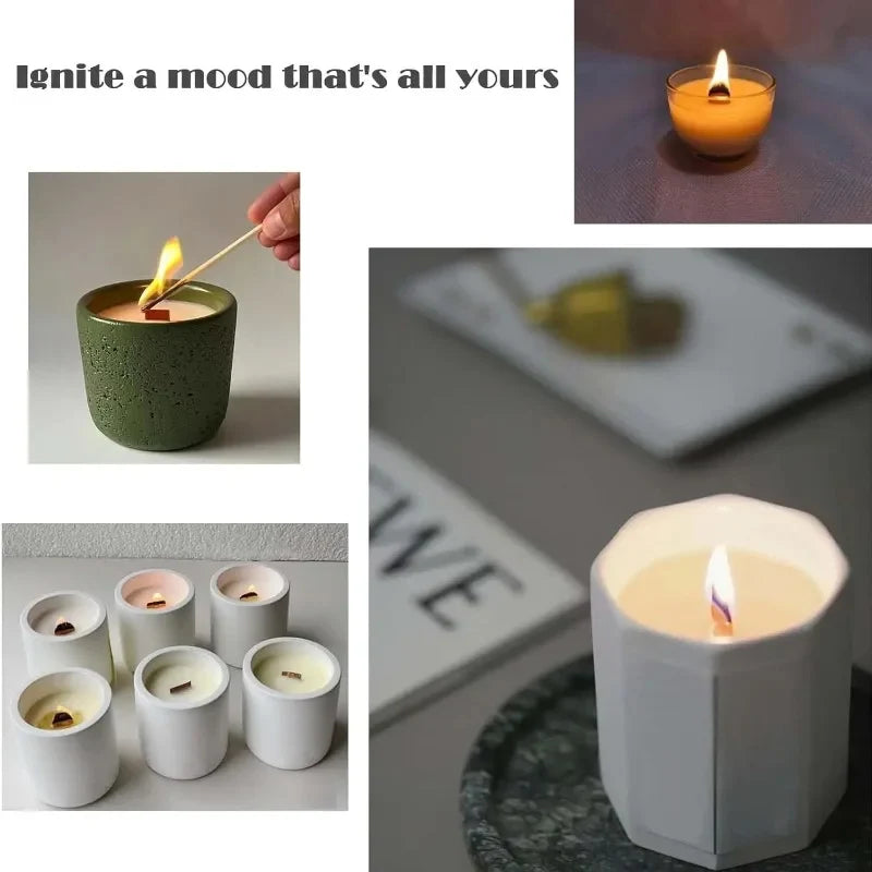 Flat Wooden Candle Wicks with Iron Stand and Base Holder – Wooden Wick Cores for DIY Candle Making