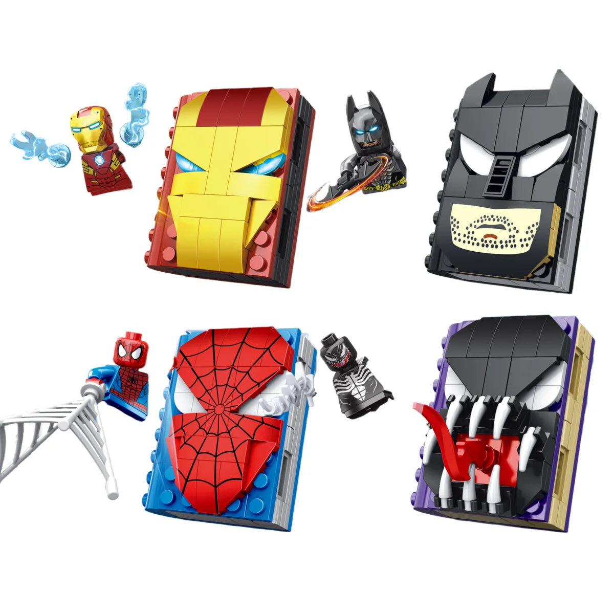 Blind Box Mini Building Block Figures Collectible Superhero Blind Pack Goblin Spider-Man Iron Man Venom Deadpool Gift for Teens & Collectors