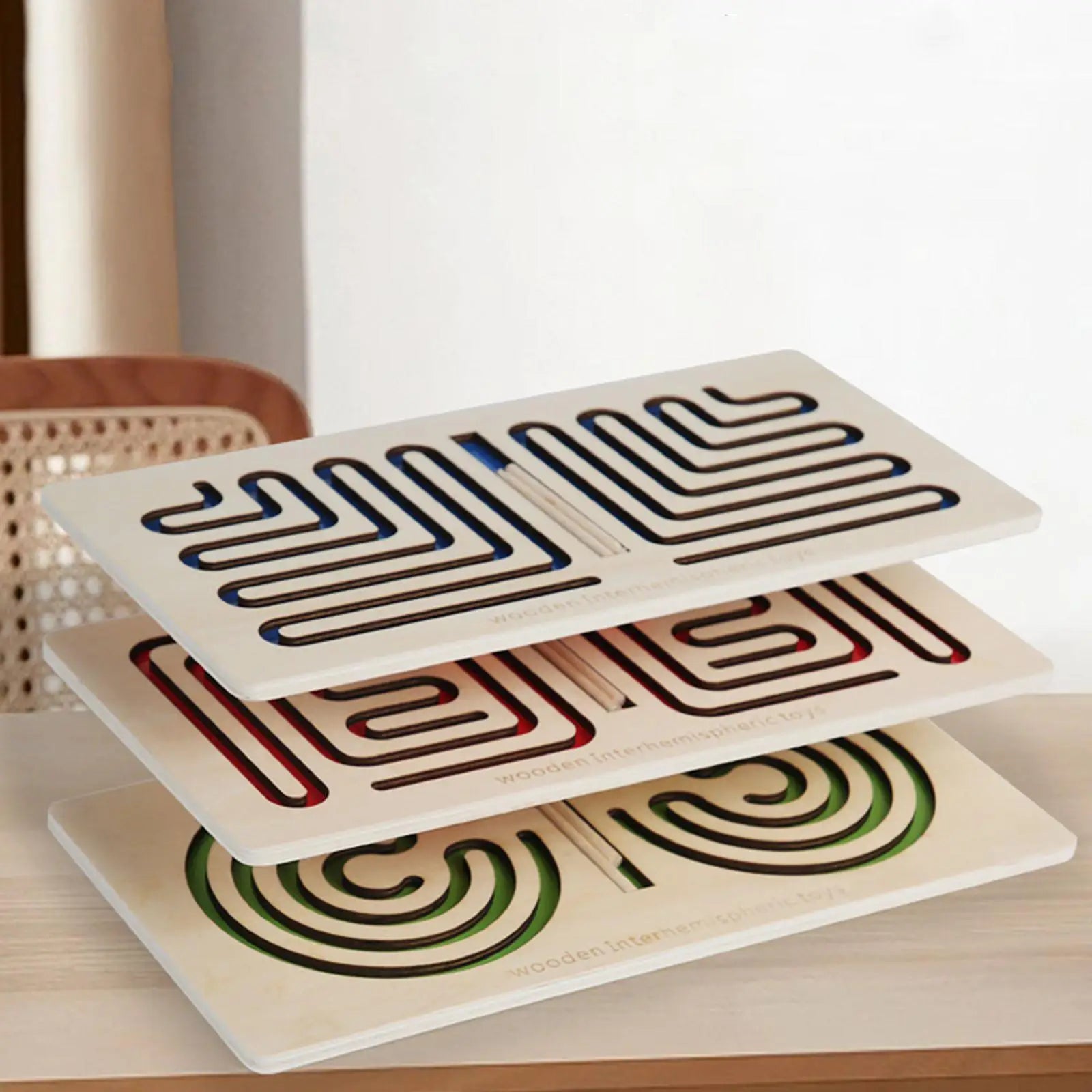 Wooden Maze Activity Board – Fine Motor Skills & Pen Control Toy for Preschoolers, Left & Right Brain Development, Travel Sensory Gift