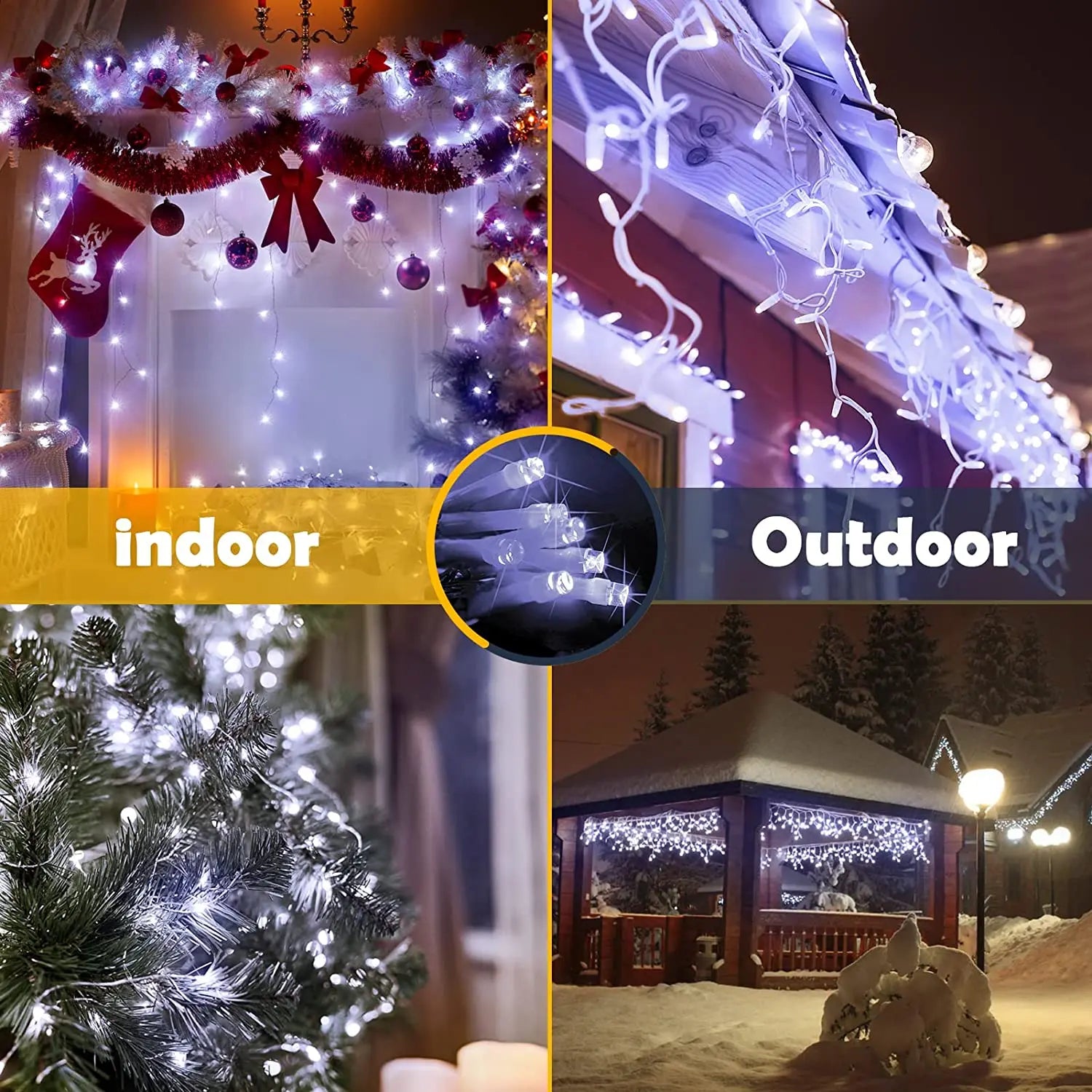 LED Icicle String Lights 4m (13ft) Outdoor Street Garland – 8 Modes Christmas & Holiday Lights