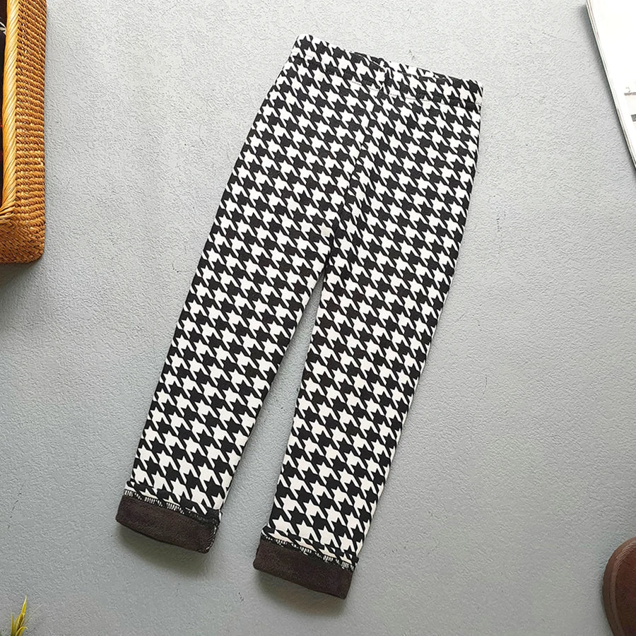 Girls Floral Fleece-Lined Leggings - Thick Warm Winter Pants for Toddlers and Kids (2-11 Years)