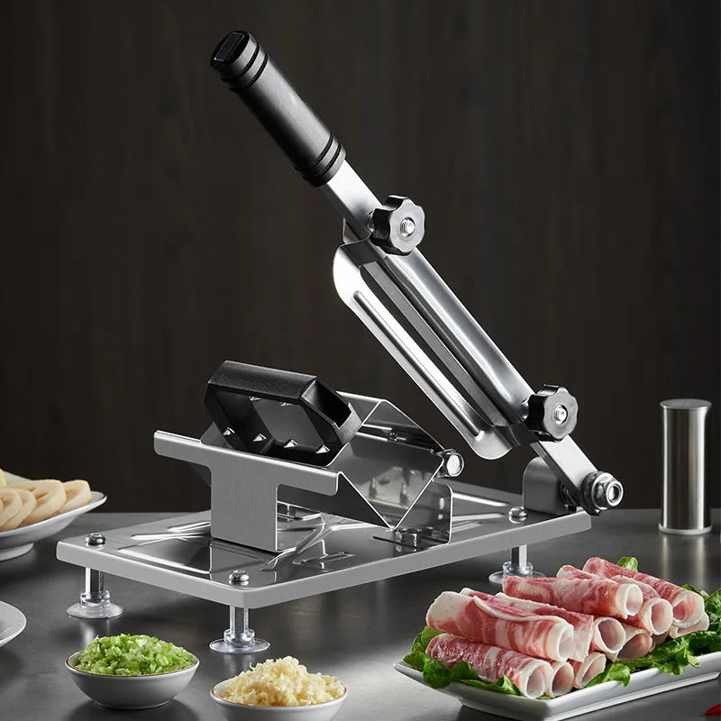 Adjustable Meat and Vegetable Slicer - Stainless Steel Frozen Meat Cutter for Pork Belly, Fruit & Vegetables