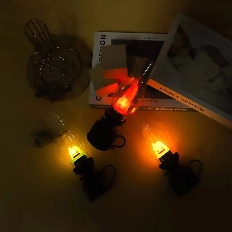 Calcifer Flameless LED Night Light Cartoon Kerosene Lamp Retro Decorative Bedside Candle