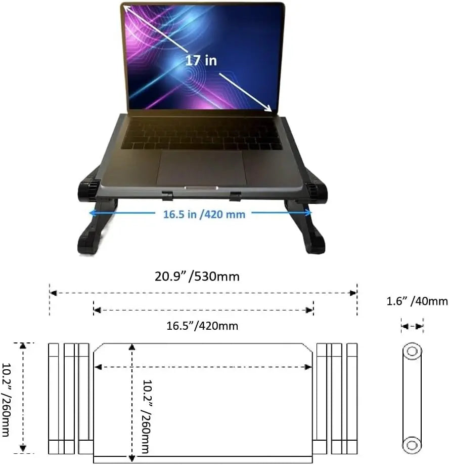 Adjustable Aluminum Laptop Stand & Lap Desk with Mouse Pad — Fits Up to 17-inch (43 cm) Laptops