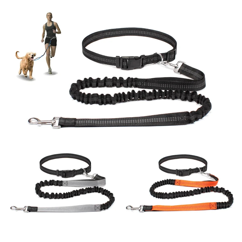 Hands-Free Dog Leash – Adjustable Waist Belt & Chest Strap, Reflective Running Jogging Leash 27.5–47 in (70–120 cm) Waist, 50–70 in (125–180 cm) Leash