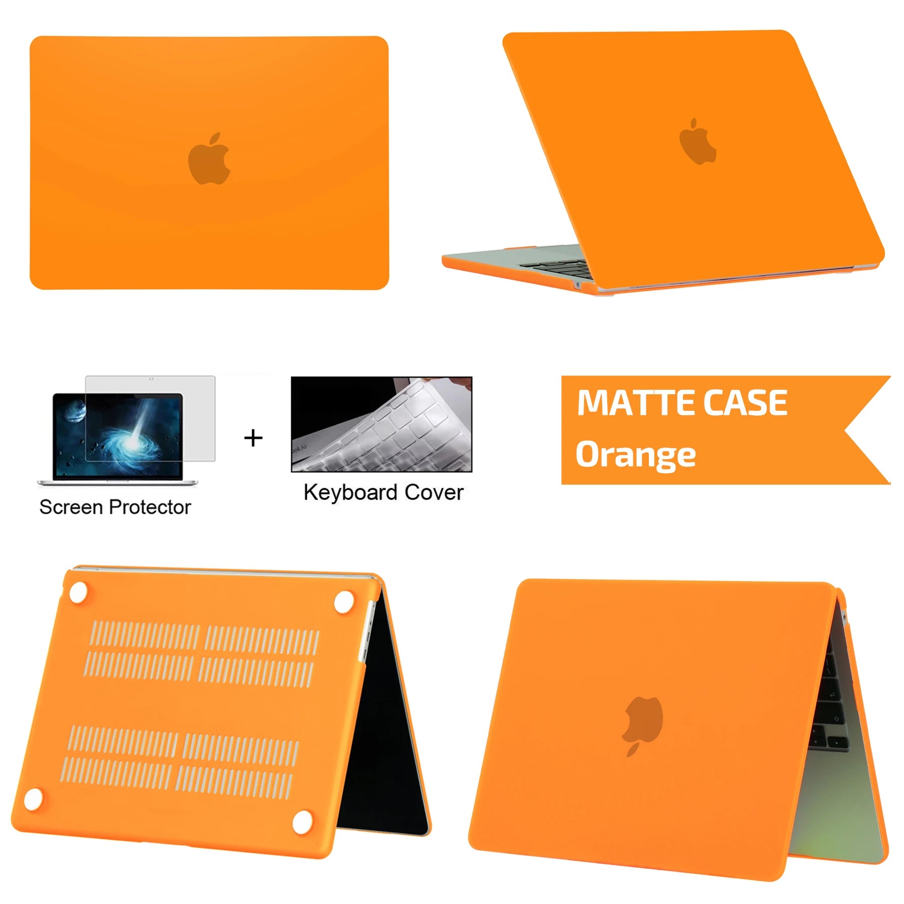 Hard Shell Protective Laptop Case for MacBook Air & Pro 13/13.6/14/16 Inch – PVC Snap-On Cover with Keyboard Cover & Screen Protector