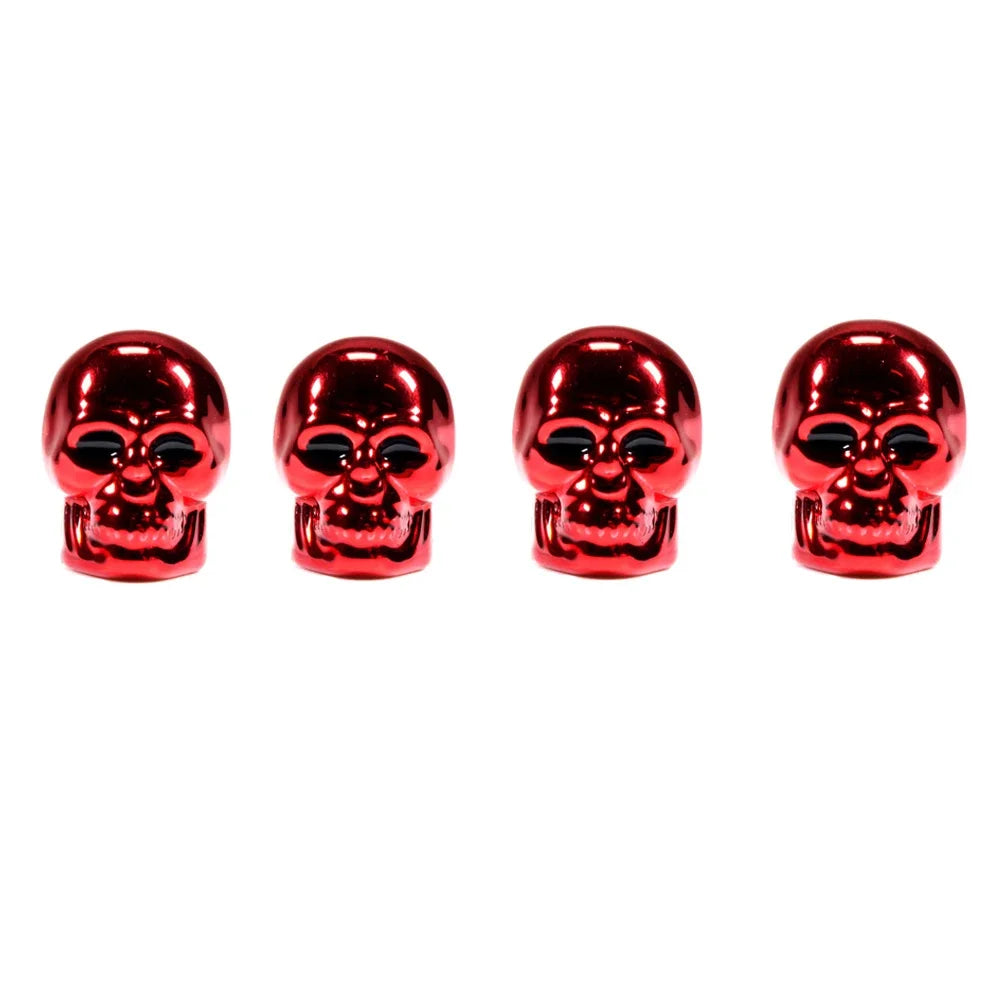 Skull Valve Stem Caps 4-Pack ABS Chrome Tire Valve Covers for Cars Motorcycles Bikes