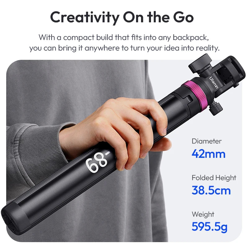 Quick-Release Light Stand Tripod with Cold Shoe Mount — Adjustable 16–79 in (40.5–201 cm), 1 kg Load for Smartphone & COB LED Lights