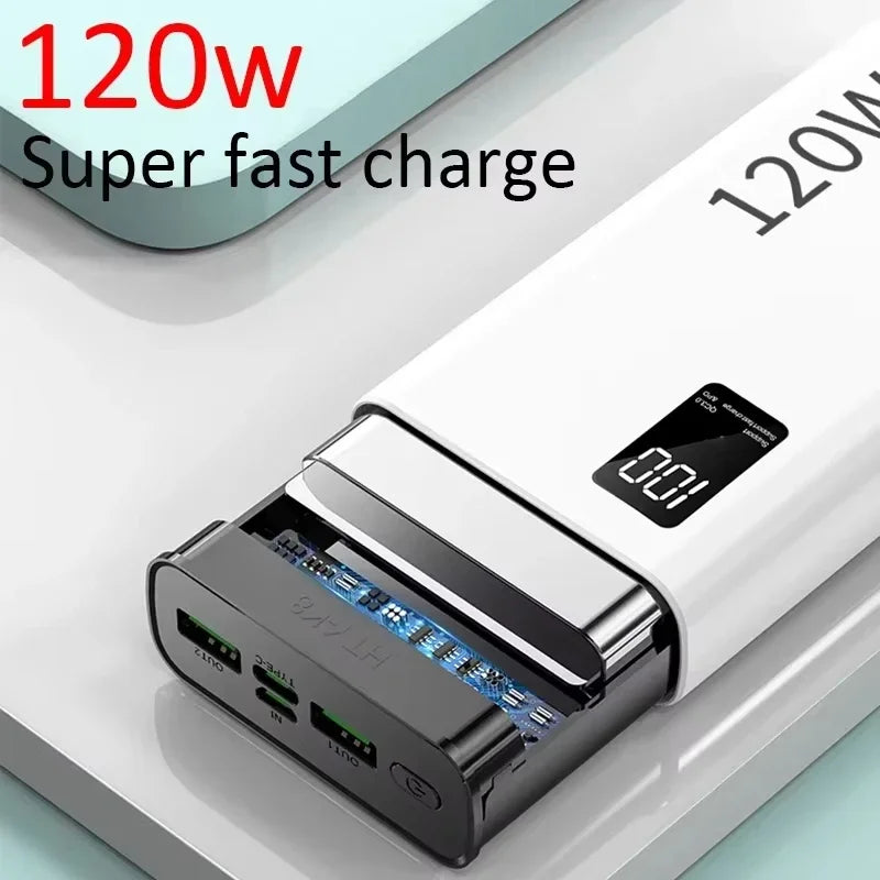 120W 200000mAh Portable Power Bank with Digital Display - High Capacity Fast Charger for Smartphones & Tablets