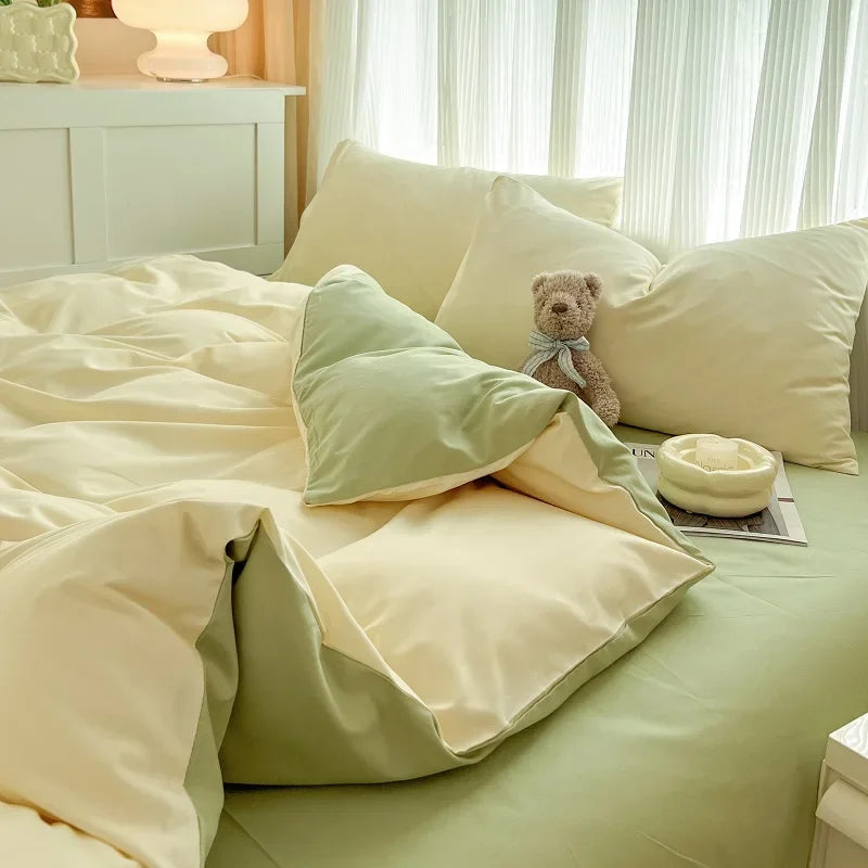 Reversible Brushed Microfiber 4-Piece Bedding Set – Duvet Cover, Sheet & 2 Pillowcases – Sizes 150×200 to 220×240 cm (59×79 in to 87×94 in)