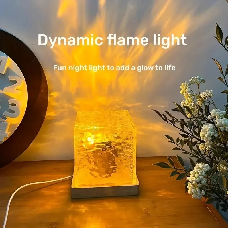 Rotating Water Ripple Night Light Projector 3 or 16 Color LED Crystal Lamp with Remote & USB for Bedroom & Living Room