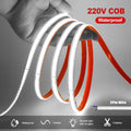AC 220V COB LED Strip Light — 240 LEDs/m (73 LEDs/ft) IP65 Waterproof, 3000K/4000K/6000K, 10 cm (3.94 in) Cuttable Self-Adhesive Flexible Tape