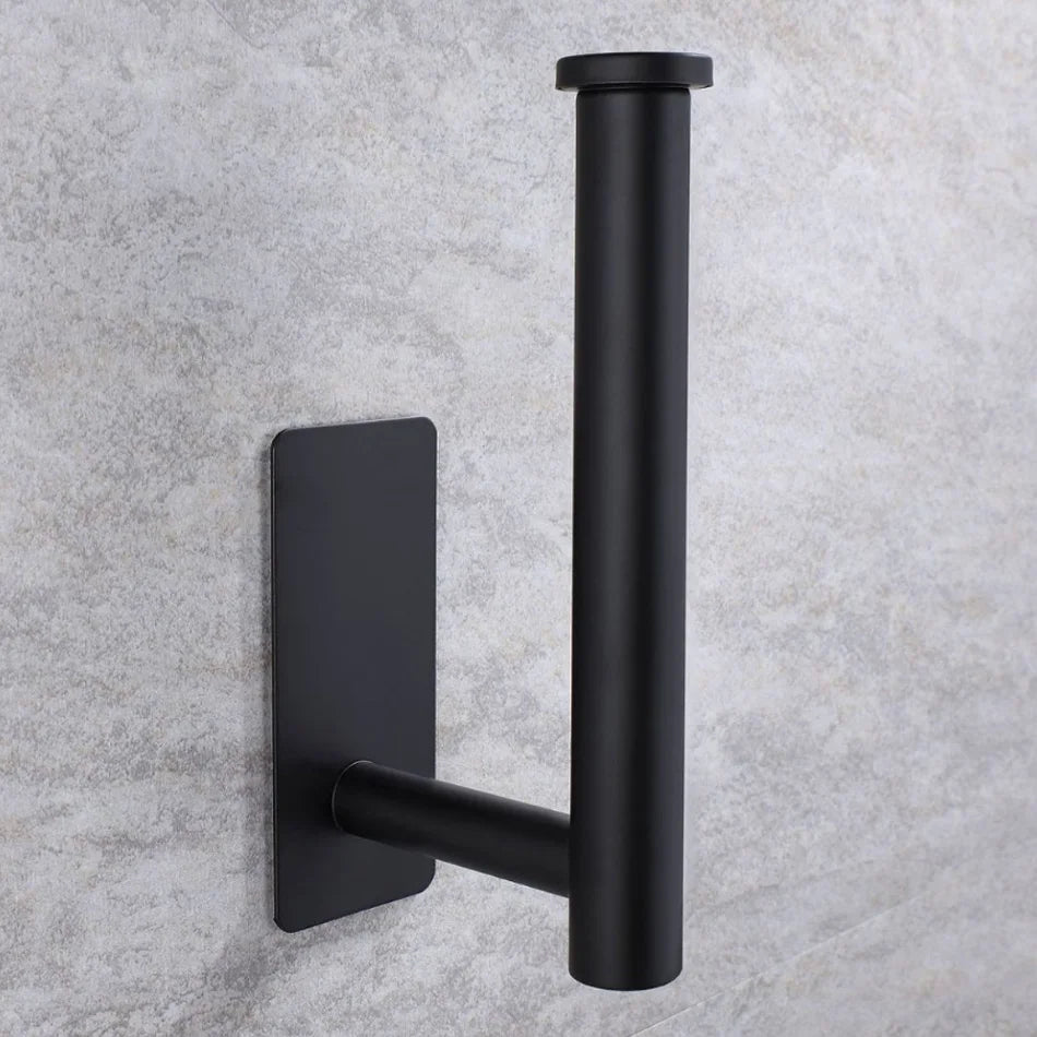 Stainless Steel Wall Mount Paper Holder Adhesive & Free-Nail Toilet Tissue Towel Shelf, Brushed Gold White Black