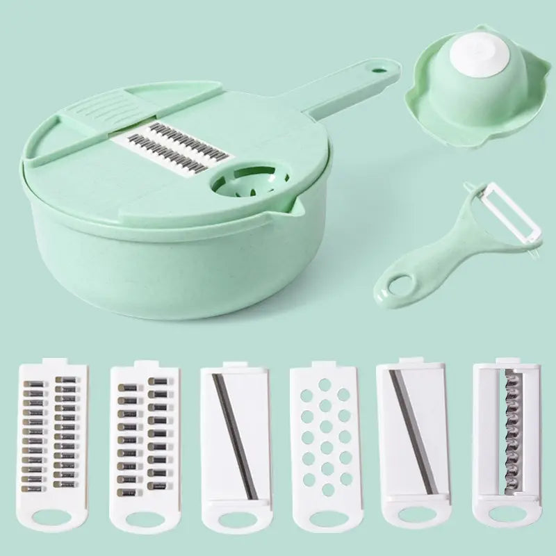 Manual Vegetable Chopper & Grater – Handheld Salad Shredder for Carrots and Potatoes – Eco-Friendly (Pink, Green, Blue)
