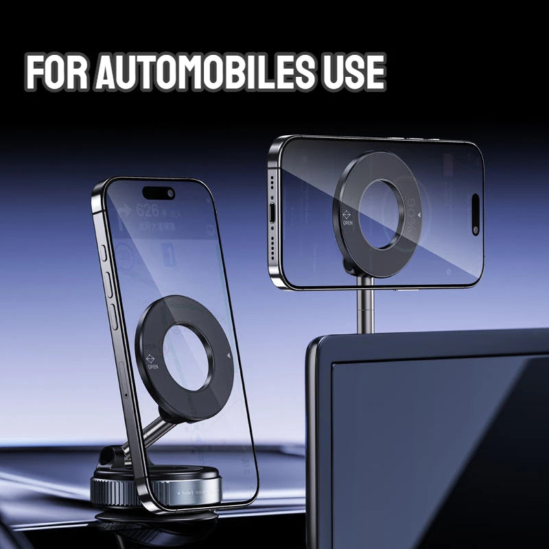 Foldable Magnetic Car Phone Mount 360° Rotating Adjustable Dashboard Holder - Universal Smartphone Stand