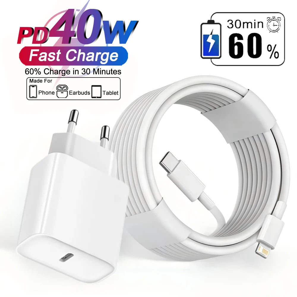 40W USB-C PD Fast Charger with USB-C Cable