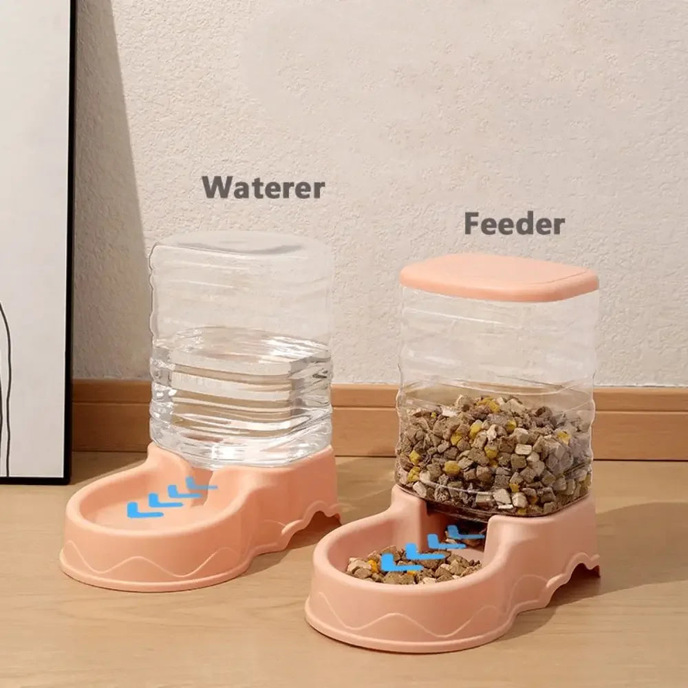 Automatic Pet Feeder & Water Fountain 3.8L (128 fl oz) PP Food Dispenser for Cats & Dogs