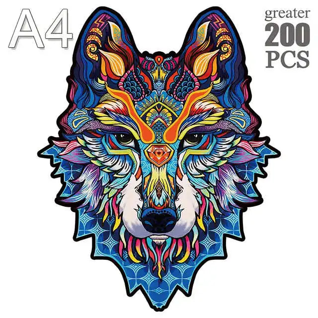 100-300 Piece Wooden Animal Jigsaw Puzzle - Wolf and Chicken Irregular Pieces 3D Brain Teaser for Adults & Kids Holiday Gift