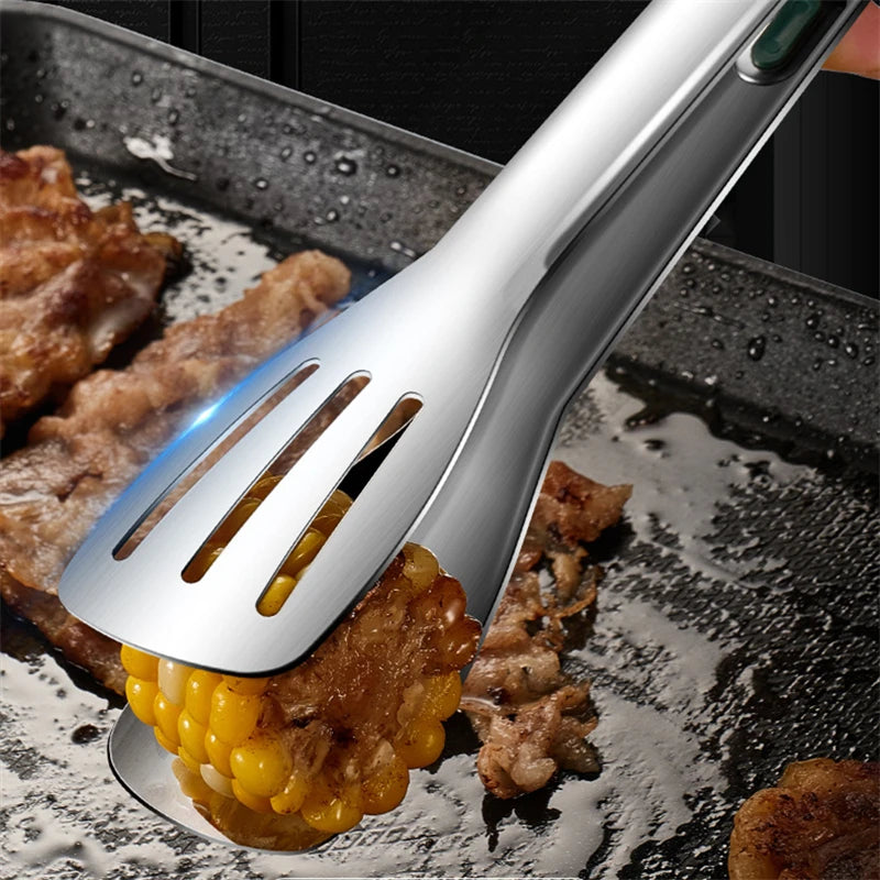 Non-Slip Stainless Steel Serving Tongs — 3 Lengths (6.9/9.3/11.2 in | 17.5/23.5/28.5 cm) for BBQ, Salad, Bread & Buffet