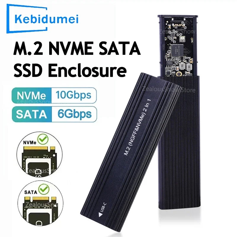 M.2 NVMe/SATA Dual-Protocol SSD Enclosure USB-C 3.1 — 10Gbps External M.2 Case (2230/2242/2260/2280)