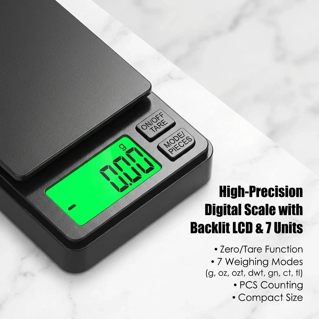 Portable Digital Pocket Scale 1000g/0.01g (2.2 lb) Backlit LCD Mini Jewelry & Food Precision Scale