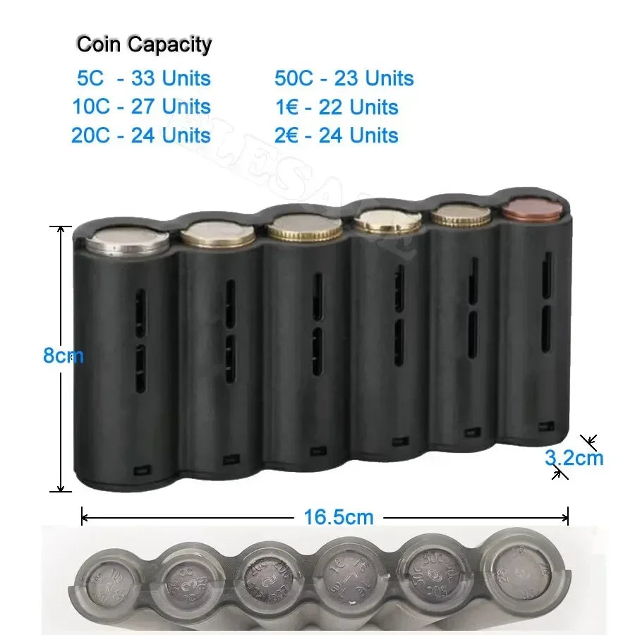 6-Slot Euro Coin Dispenser Waist Wallet – Waiter & Driver Cash Coin Holder with Zipper Pocket