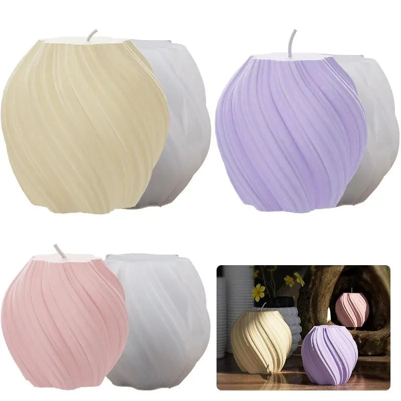 3D Geometric Wave Silicone Candle Mold - Rotating Pillar DIY Soap & Resin Craft, 8.7 x 8.5 x 8.5 cm (3.4 x 3.3 x 3.3 in)