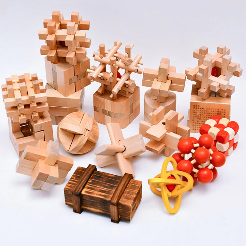 Wooden Lu Ban Brain Teaser 3D Puzzle – Educational Logic Game for Kids & Adults