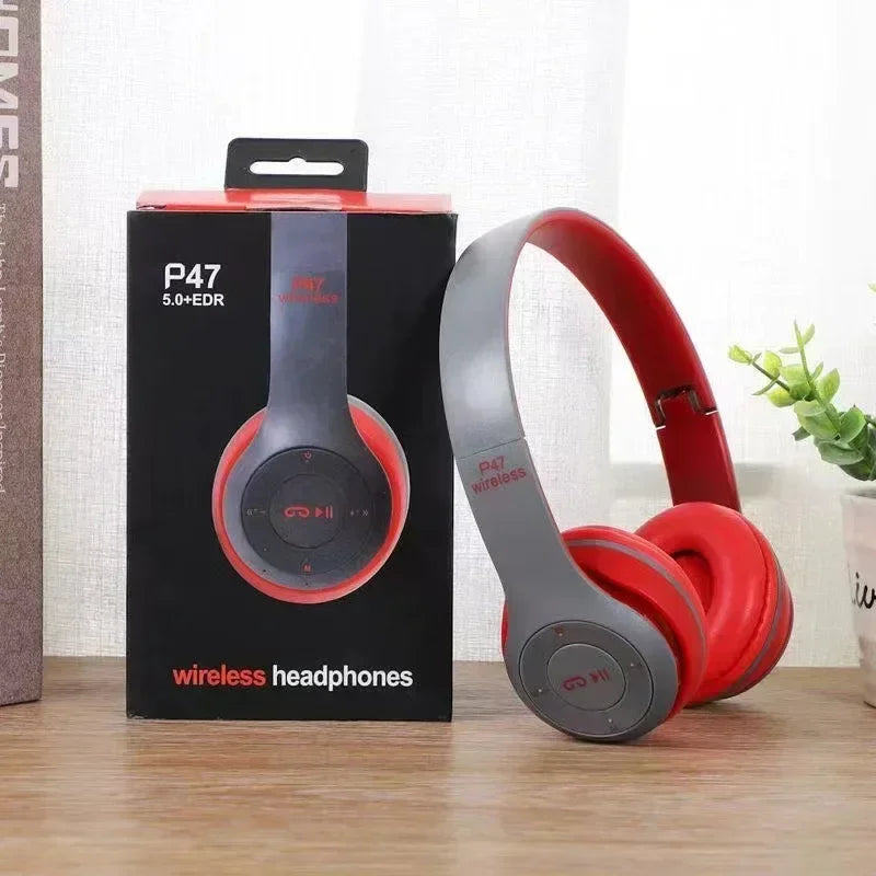 Wireless Bluetooth 5.0 Headphones with Microphone, Foldable Over-Ear HiFi Bass Stereo Headset for Smartphones, TV & Gaming