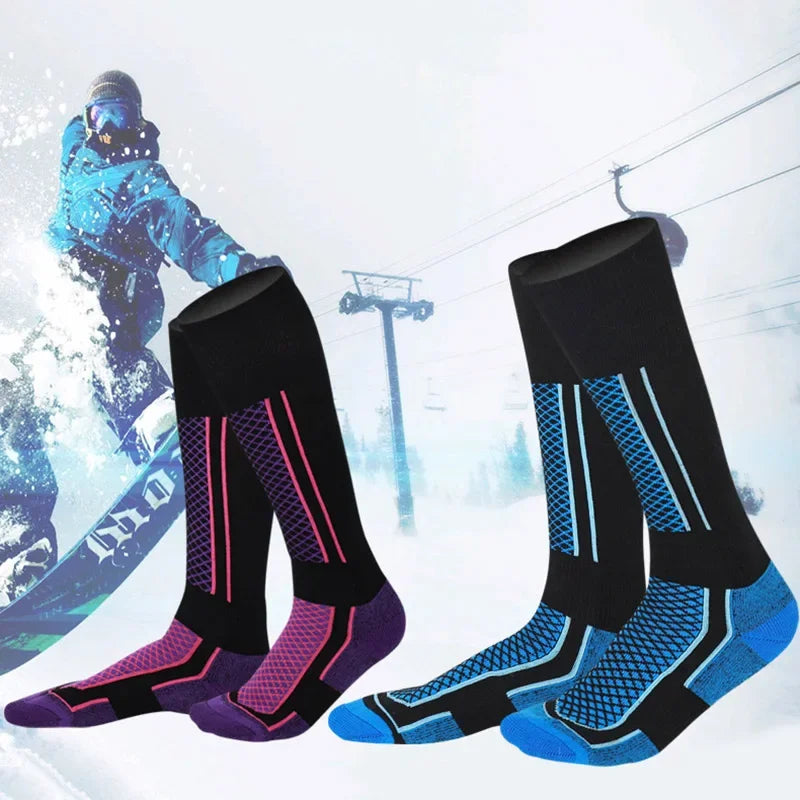 Thick Thermal Knee-High Ski Socks – Moisture-Wicking Sports Socks for Snowboard, Cycling & Soccer, Unisex (Men EU 39-45 / Women EU 33-39)