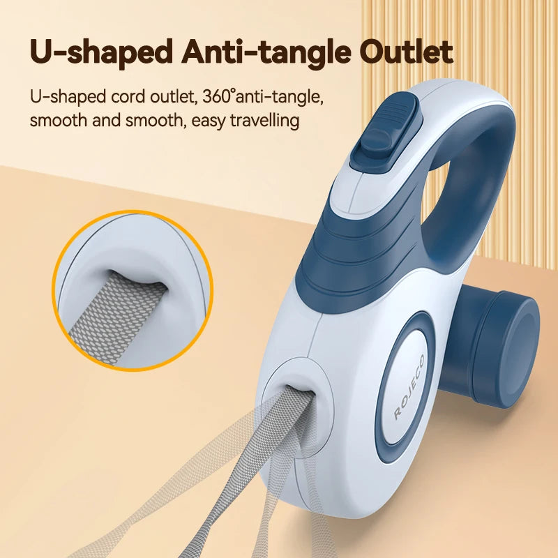 Automatic Retractable Dog & Cat Leash — 10 ft / 16 ft (3 m / 5 m) Nylon Lead for Walking, Hiking, Pets up to 35 kg (77 lb)