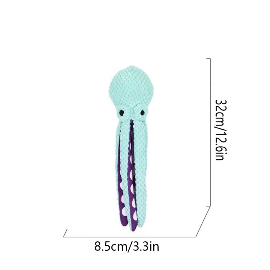 Plush Octopus Dog Toy with Squeaker — Interactive Chew-Resistant Pet Toy for Small to Large Dogs, 11 x 8.5 x 32 cm (4.3 x 3.3 x 12.6 in)