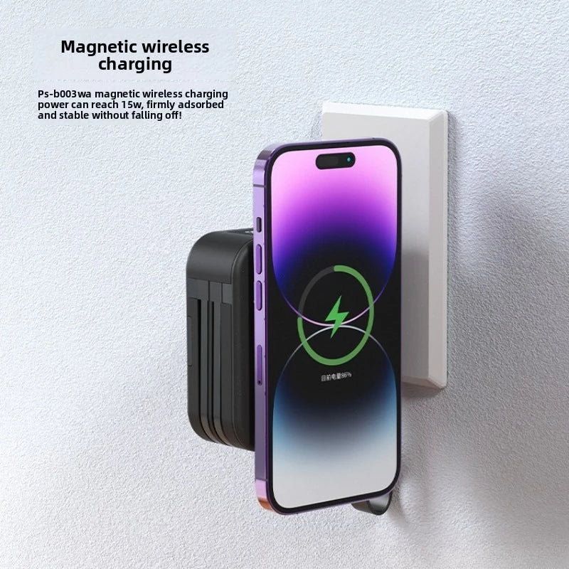 10000mAh Magnetic Wireless Power Bank 23W Fast Charging with AC Plug – 5-in-1 Portable Charger