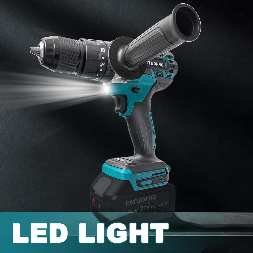 13mm (1/2") Brushless Cordless Impact Drill 20+3 Torque Settings 18V Battery Compatible 80 N.m